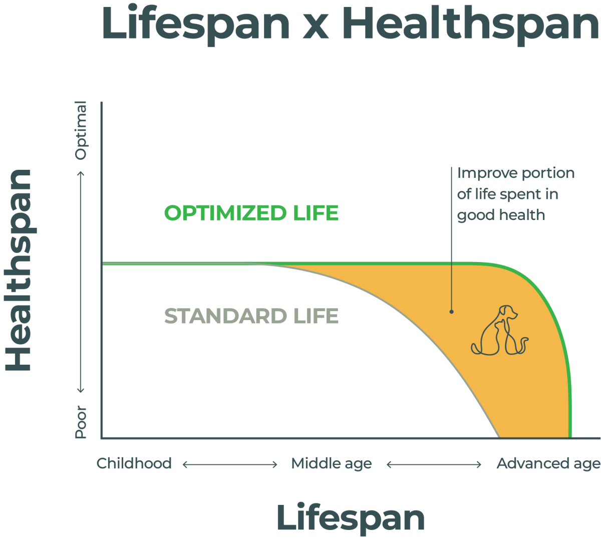 healthy life span graph longevidade canina